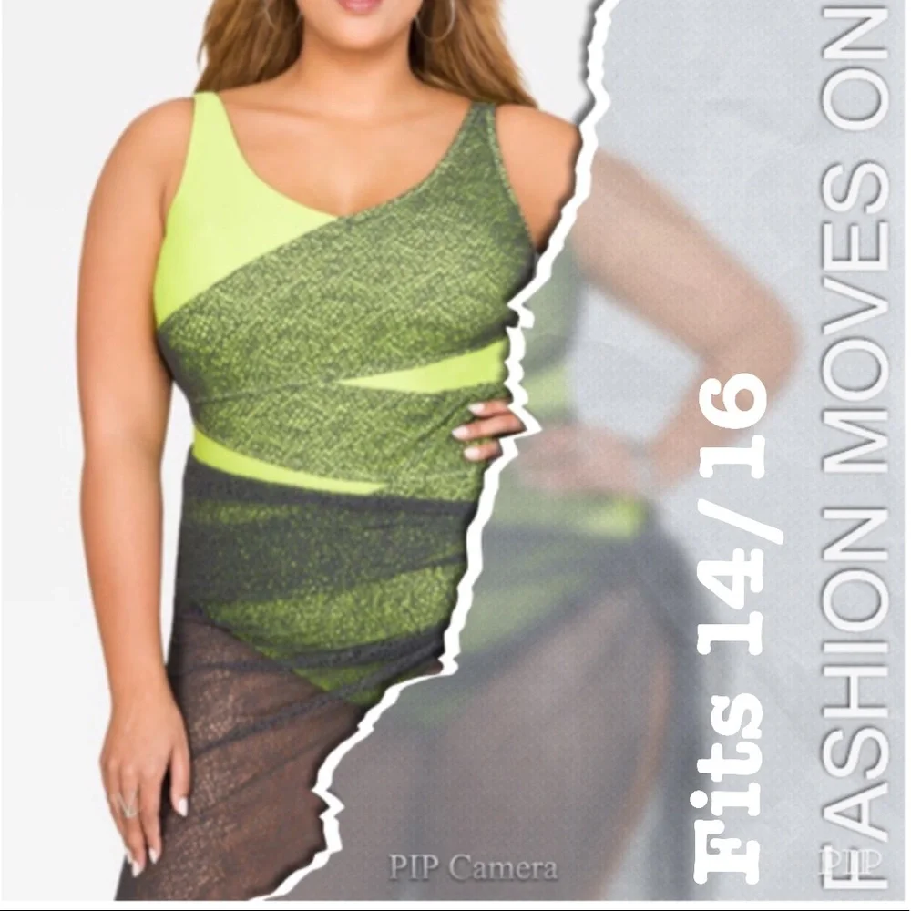 New Plus Size Women’s Ladies ASHLEY STEWART Long Mesh Swimsuit Sarong Co… - Picture 4 of 7
